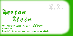 marton klein business card